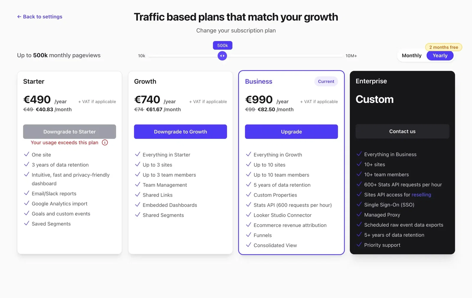 Preview plan changes