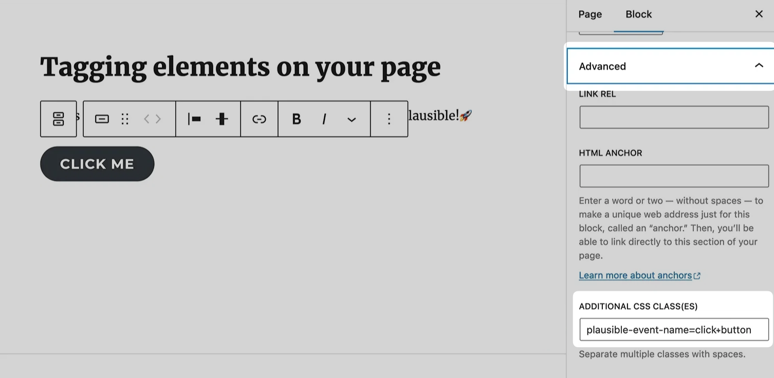 Add a CSS class name to a WordPress block
