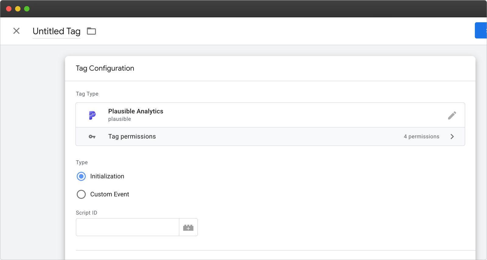 plausible gtm tag basic settings