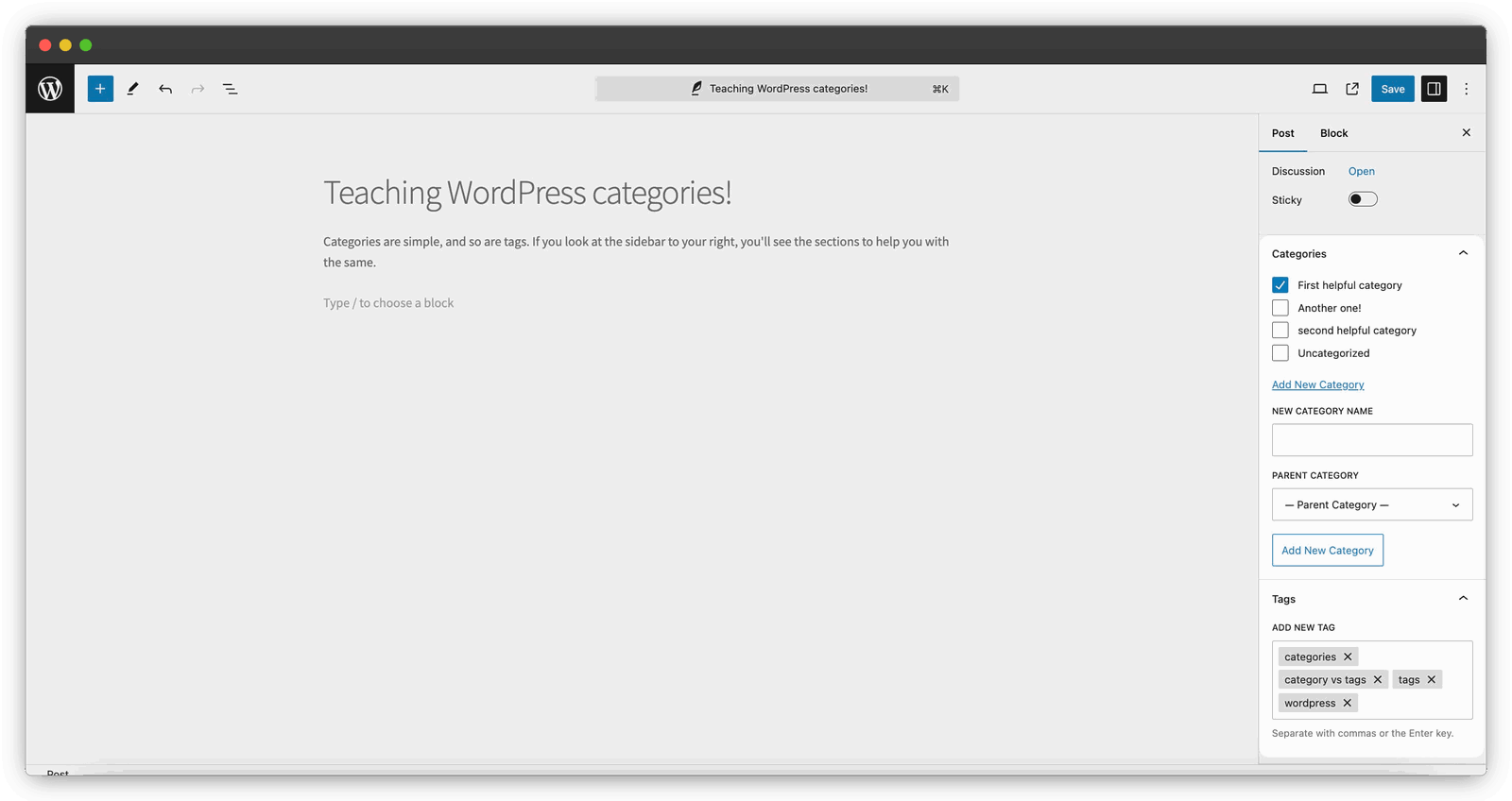 using categories in wordpress 
